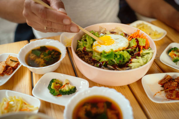 Korean bibimbap with rice and vegetables