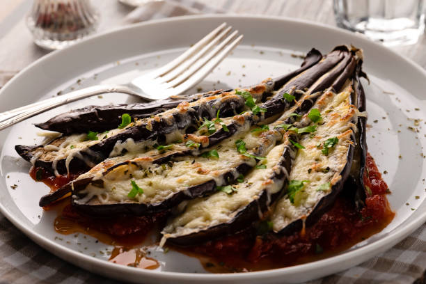 Greek moussaka with eggplant and meat sauce