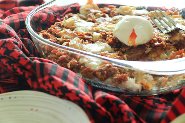 South African bobotie, a spiced minced meat bake