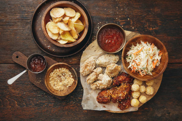 German schnitzel with potato salad and lemon