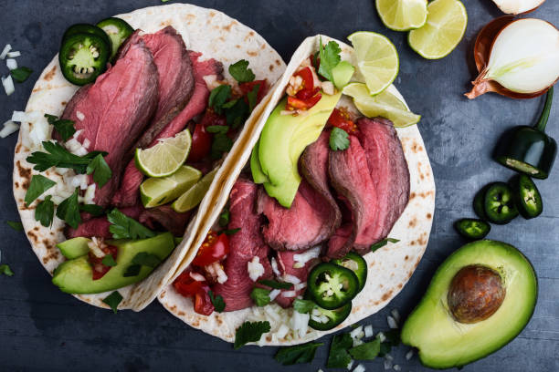 Classic ground beef tacos with crunchy shells